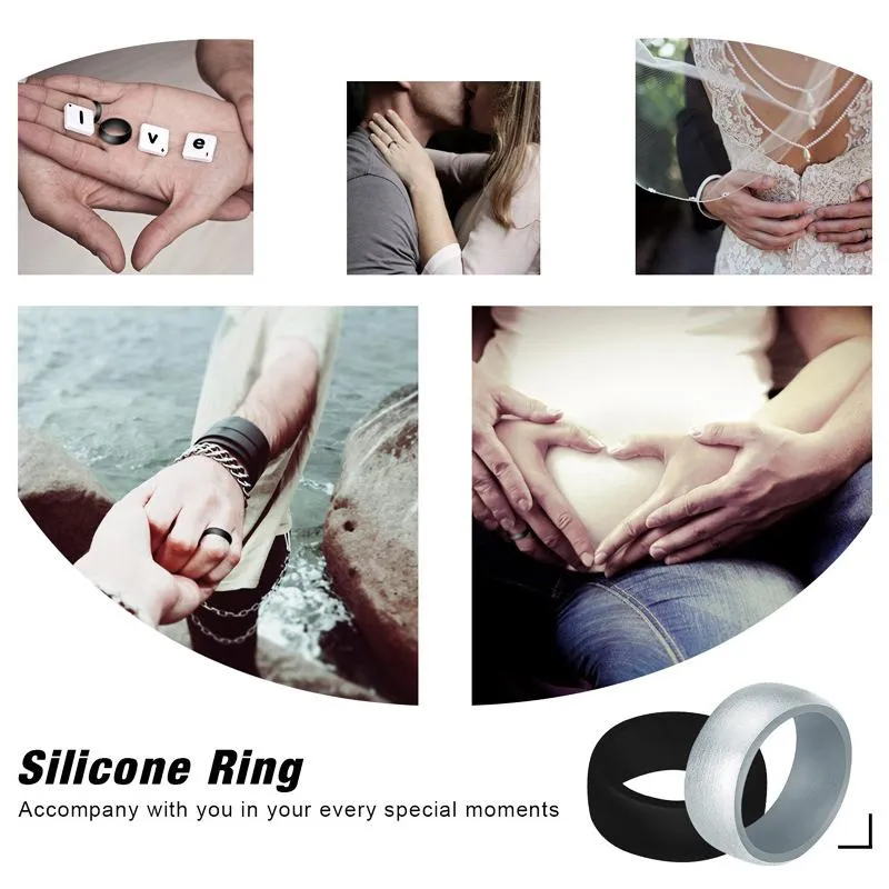 PCS SILICONE Rings Sets for Women Men Anniversary Engagement Bandoni matrimoni Regali di Natale Punk Decoration Us 7-14 CN034 Band296T