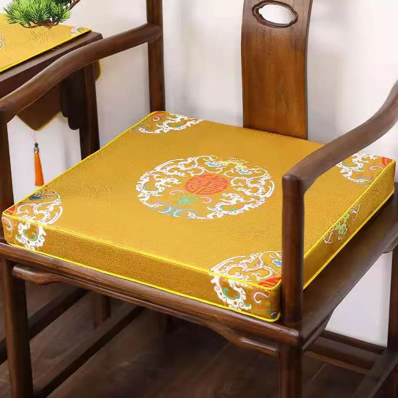 Anpassad tjock 4cm kinesisk lycka till silkebrokadstolskuddar för soffa fåtölj armbåge armbåge matstol pad heminredning anti-halk s2945