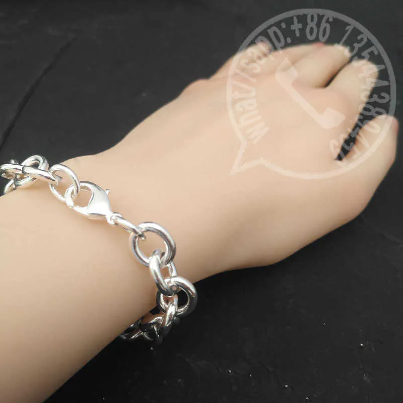 S925 Sterling Silber Für Frauen Klassische Stil Dicke Kette O-Kette Armband Mode Luxus Marke Schmuck Geschenk