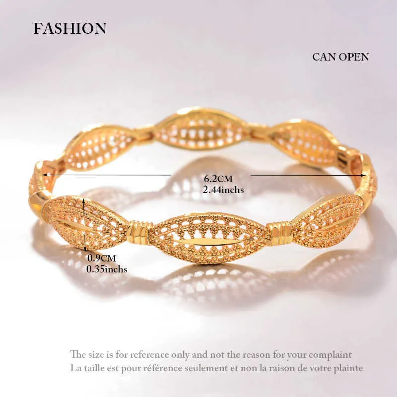 24k Dubai / Guldfärg Bangles för kvinnor Guld Brud Bröllop Armband Afrika Bangle Arab Smycken Guld Charm Girls Q0719