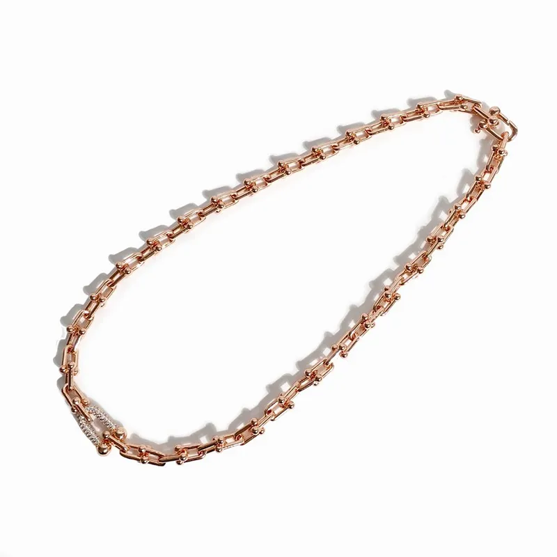 Collar Love T de marca de diseño con accesorios de cristal de acero inoxidable, collar de bambú tipo U con corazón de circón para mujer, joyería 222w