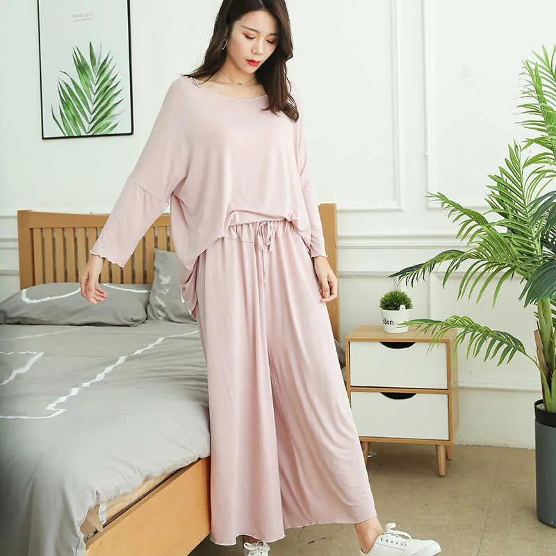 100kg 3XL Plus Size Donna Modal Homewear Estate Pigiama femminile Ladies Atoff Home Set Sleepwear for Women 210830