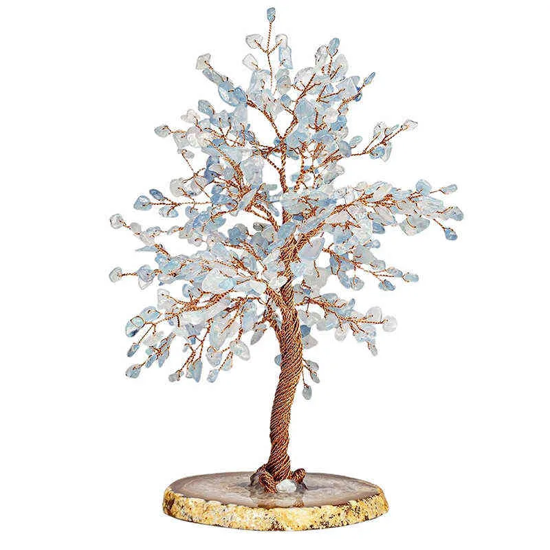 Hailanbao cristal naturel bonsaï argent arbre chanceux Feng Shui pour décoration de table bureau à domicile 2111018385573