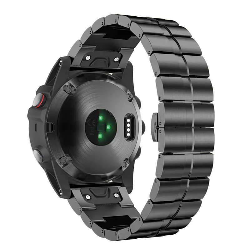 Garmin Fenix ​​6x Pro Solar 5x Plus Enduro 밴드 나비 버클 팔찌 스테인레스 스틸 금속 Fenix ​​3 스트랩 H0915에 대한 럭셔리 스트랩