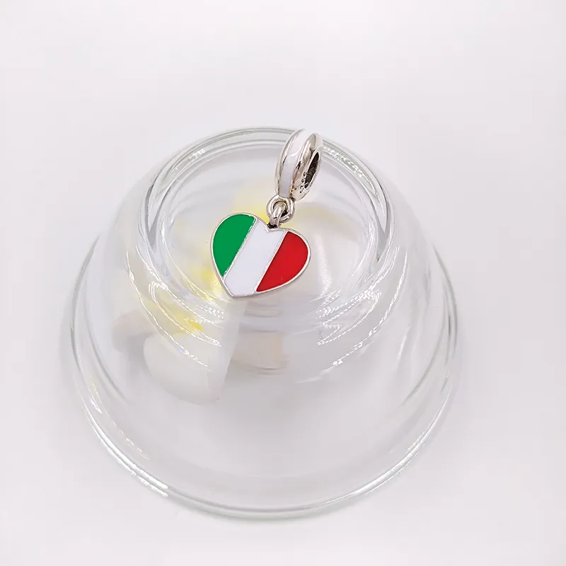 Подвески жемчужные бусины для ювелирных изделий Италия Флаг сердца Pandora 925 серебряный браслет для рук Женщины Мужчины Браслет цепь из бисера набор ожерелье кулон День рождения подарки 791547enmx