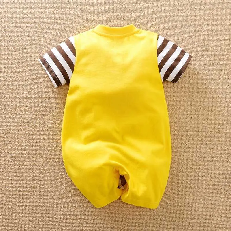 Estate e primavera Baby Adorable Giraffe Striped Body Toddler Girl One Pieces Clothes 210528