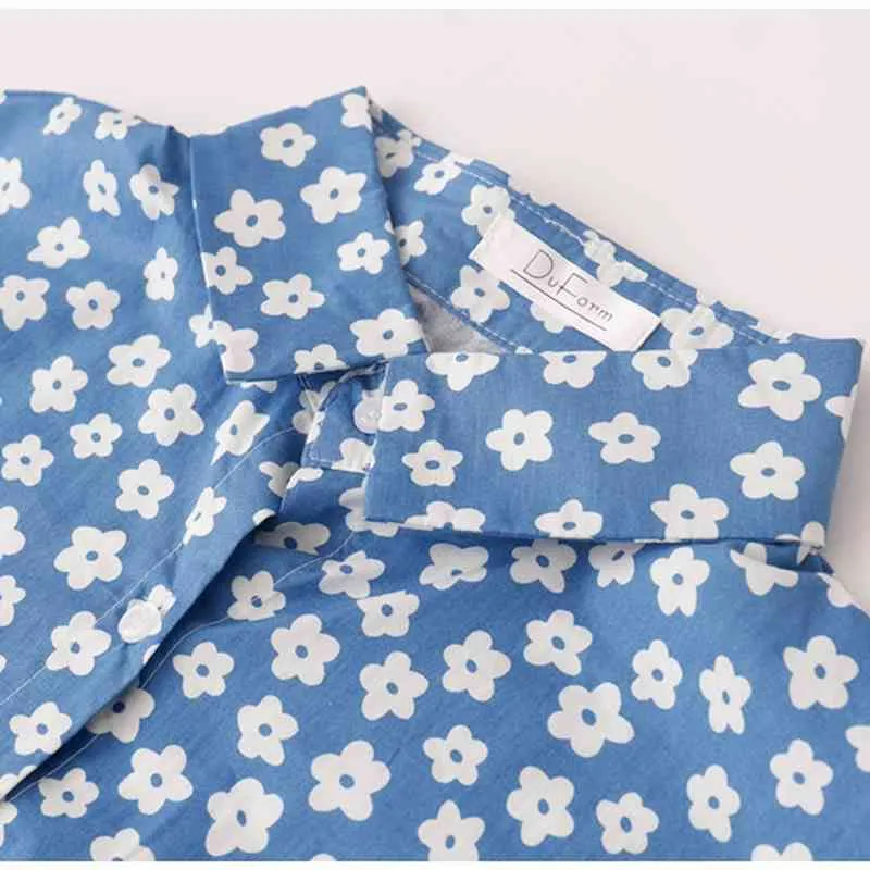 Kimutomo Vintage Chic Blouse Femmes Floral Print Turn-Down Collier à manches courtes coréen BF Wind Shirt Summer Casual Mode 210521