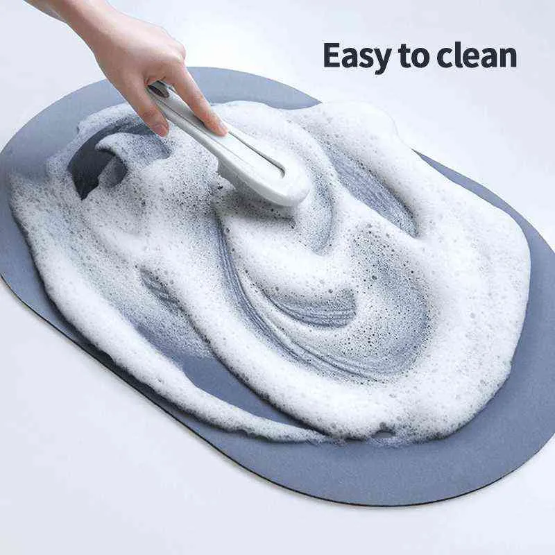 Bath Mat Super Absorbent Rugs Anti-slip Bathroom Mats Rubber Doormat Napa Skin tapis de bain Easy To Clean Kitchen Pad 211109