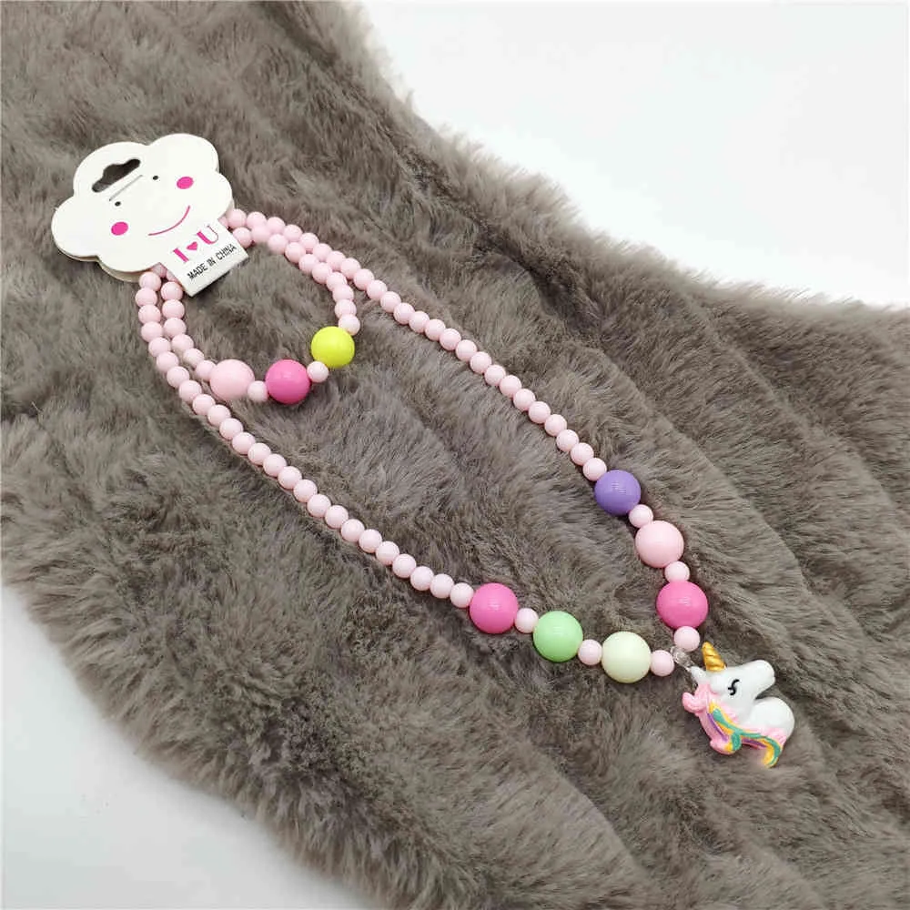 Children039S Unicorn Jewelry Necklace Color Armband Set Girls Dress Up Accessories7516414