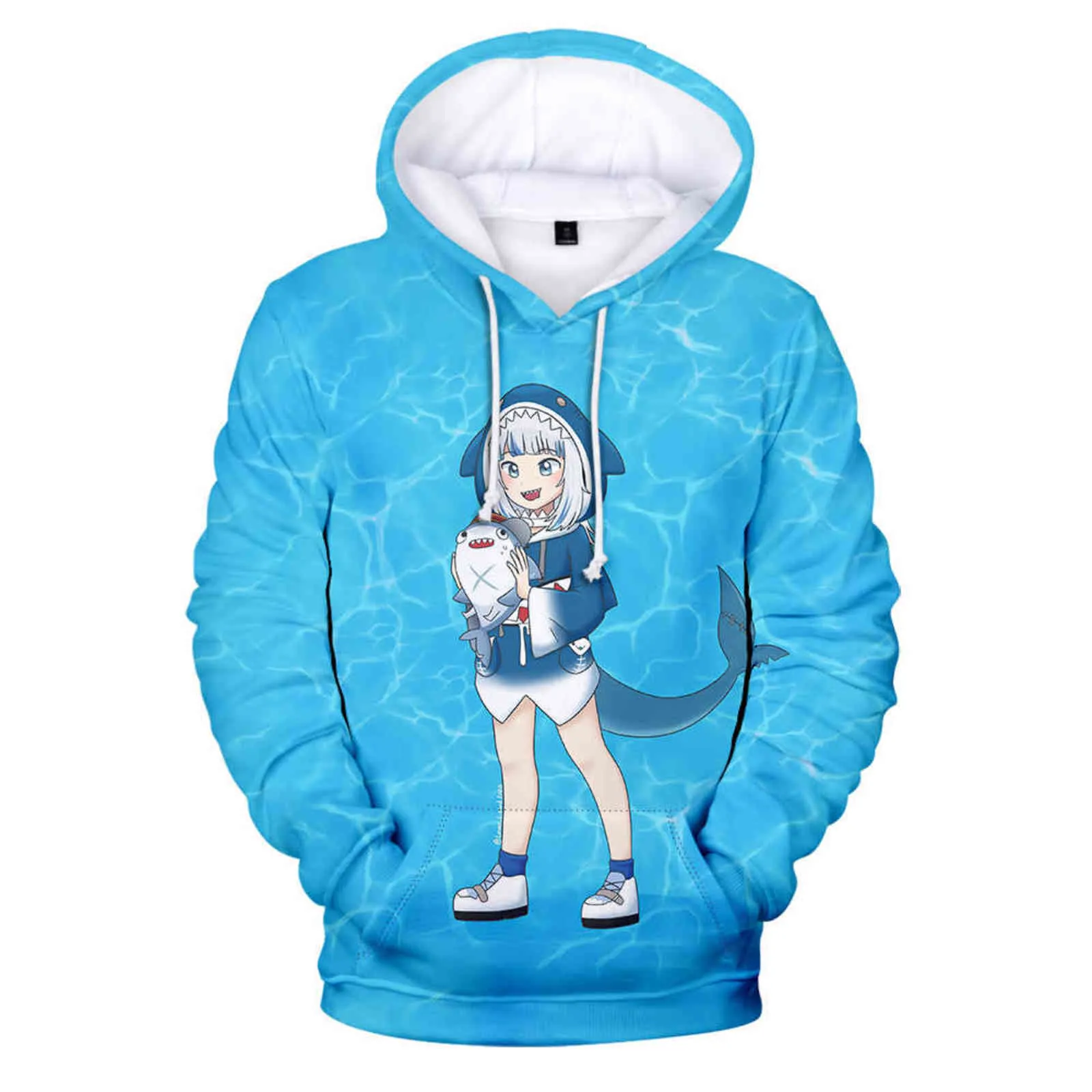 Nouveauté 3D Hommes / Femmes Automne Mode Sweat-shirt Populaire Anime Gawr Gura 3D Imprimer Sweats à capuche Casual Sweat-shirt lâche Gawr Gura Hoody Y211118