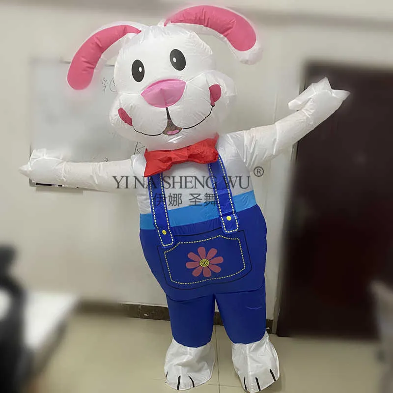 Nieuwe Opblaasbare Kostuums Volwassen Kids Clown Rabbit Blow Up Carnaval Losse Party Cosplay Kledingkleding voor Mannen Vrouwen Verjaardagscadeau Q0910