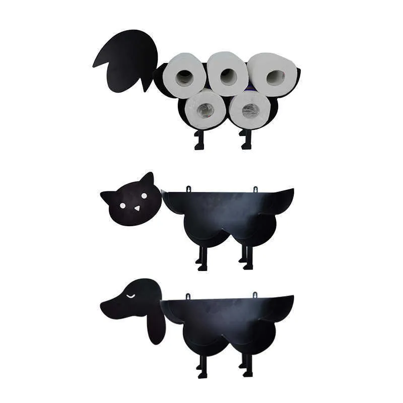 Cute Black Sheep Toilet Paper Roll Holder, Novelty Free Standing Or Wall Mounted Tissue Wc Stand