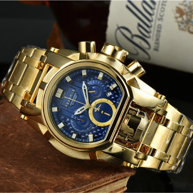 Undefeated Watch Reserve Bolt Zeus Mens Quartz Wirstwatch 52mm Chronograph Invincible Luxury Watches Invicto Reloj De Hombre For223D
