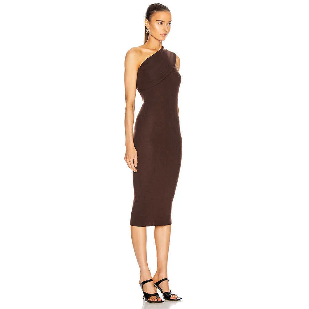 Ocstrade un hombro vendaje vestido llegadas mujeres bronce sexy midi bodycon club fiesta de noche 210527