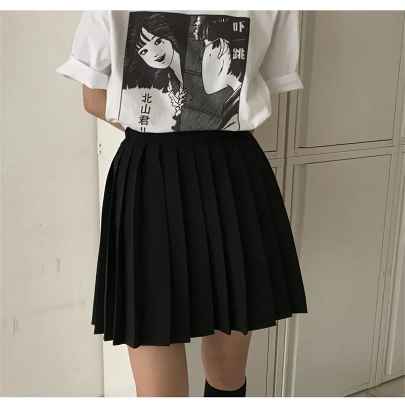 Minigonna estiva da donna a vita alta pieghettata stile giapponese vintage corta adolescenti uniforme scolastica taglie forti 210421