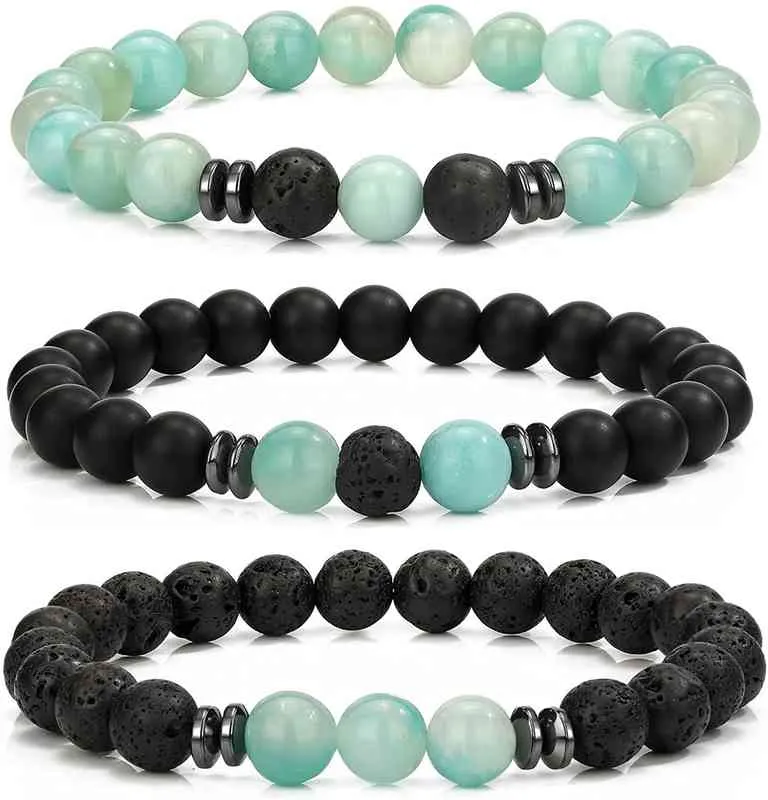 SevenstoneBracciali con perline Lava Rock Stone Bead donna Uomo Ansia Volcanie BangleChakra Gioielli Yoga