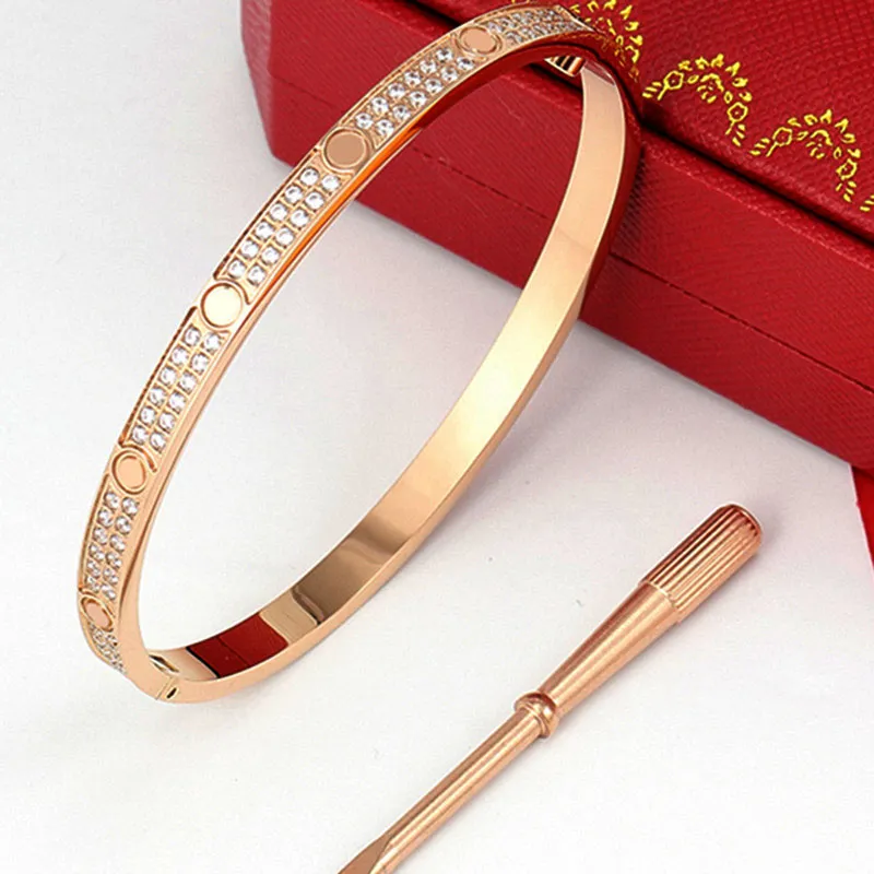 couple Bracelet Women Tennis Stainless Steel gold Double Row Diamond Jewelry Fashion Valentines Day Wholesale
