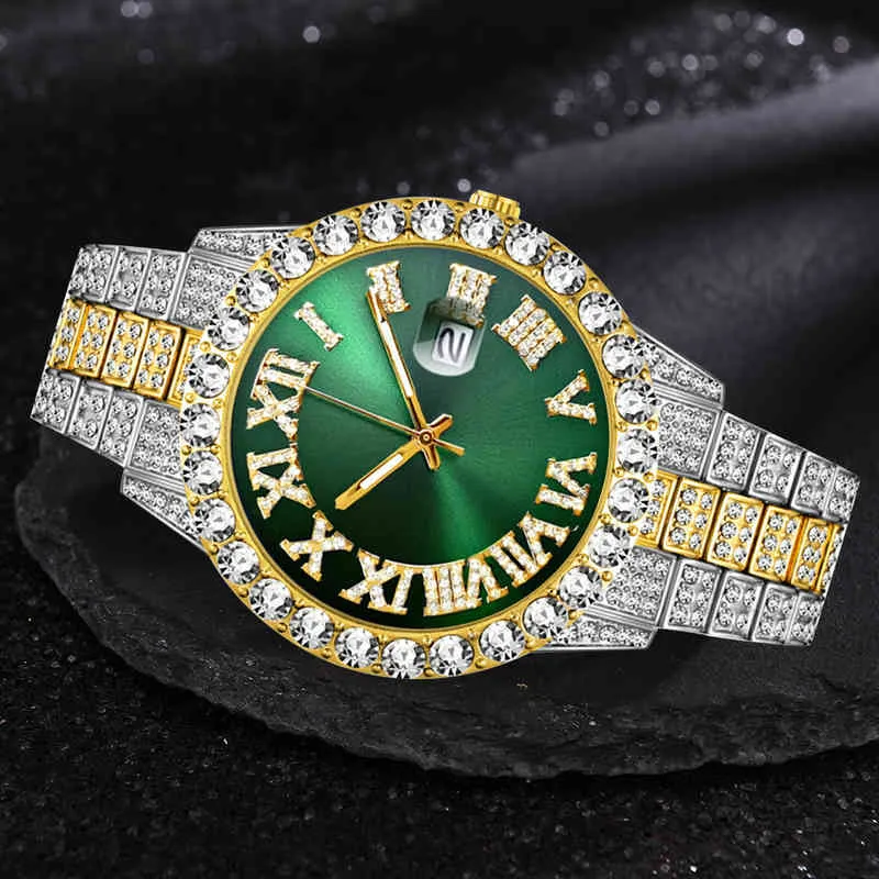 Iced Out Watch Men Luxury Brand Full Diamond s Es Aaa Cz Quartz 's Waterproof Hip Hop Orologio da uomo regalo 