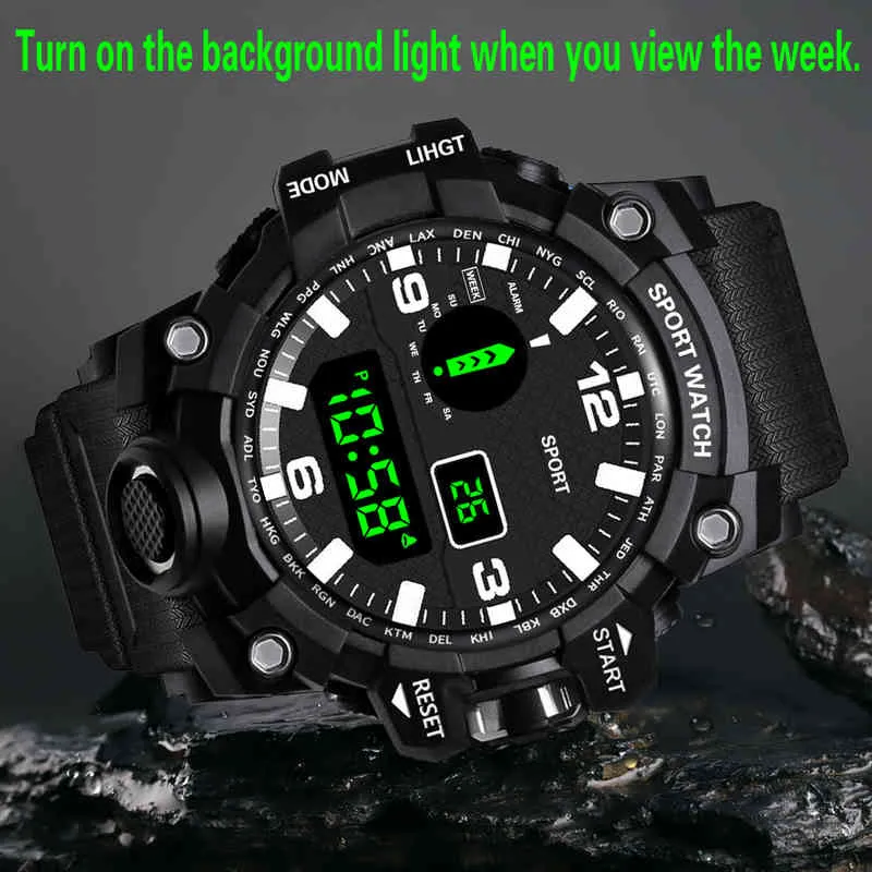 Sports Watch Militär Män Klockor Siliconeled Digital Armbandsur Stötskydd Vattentät Man Elektronisk Klocka Relogio Masculino