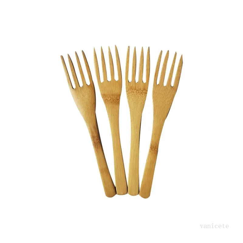 Fourchette en bambou naturel créatif quatre dents Couverts réutilisables fourchette à dessert en bambou fourchette à fruits maison Vaisselle T2I51846