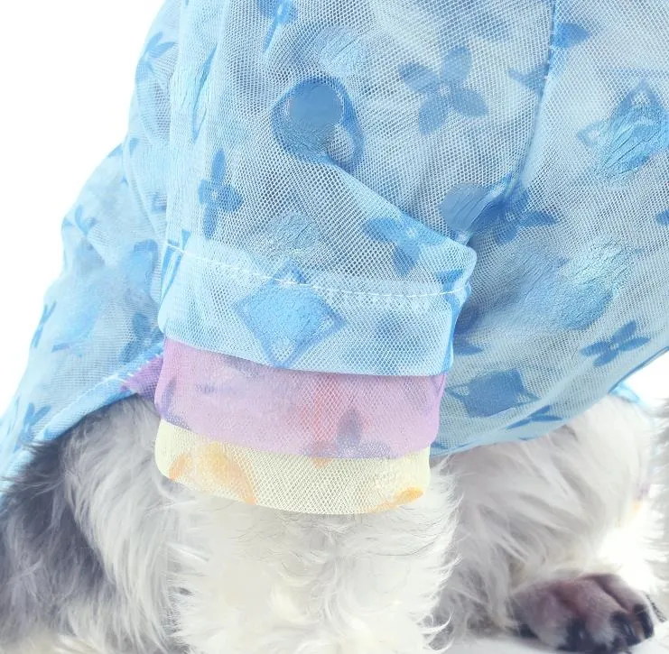 ペットメッシュの服マカロントリコロールTシャツ犬サマーカジュアル半袖