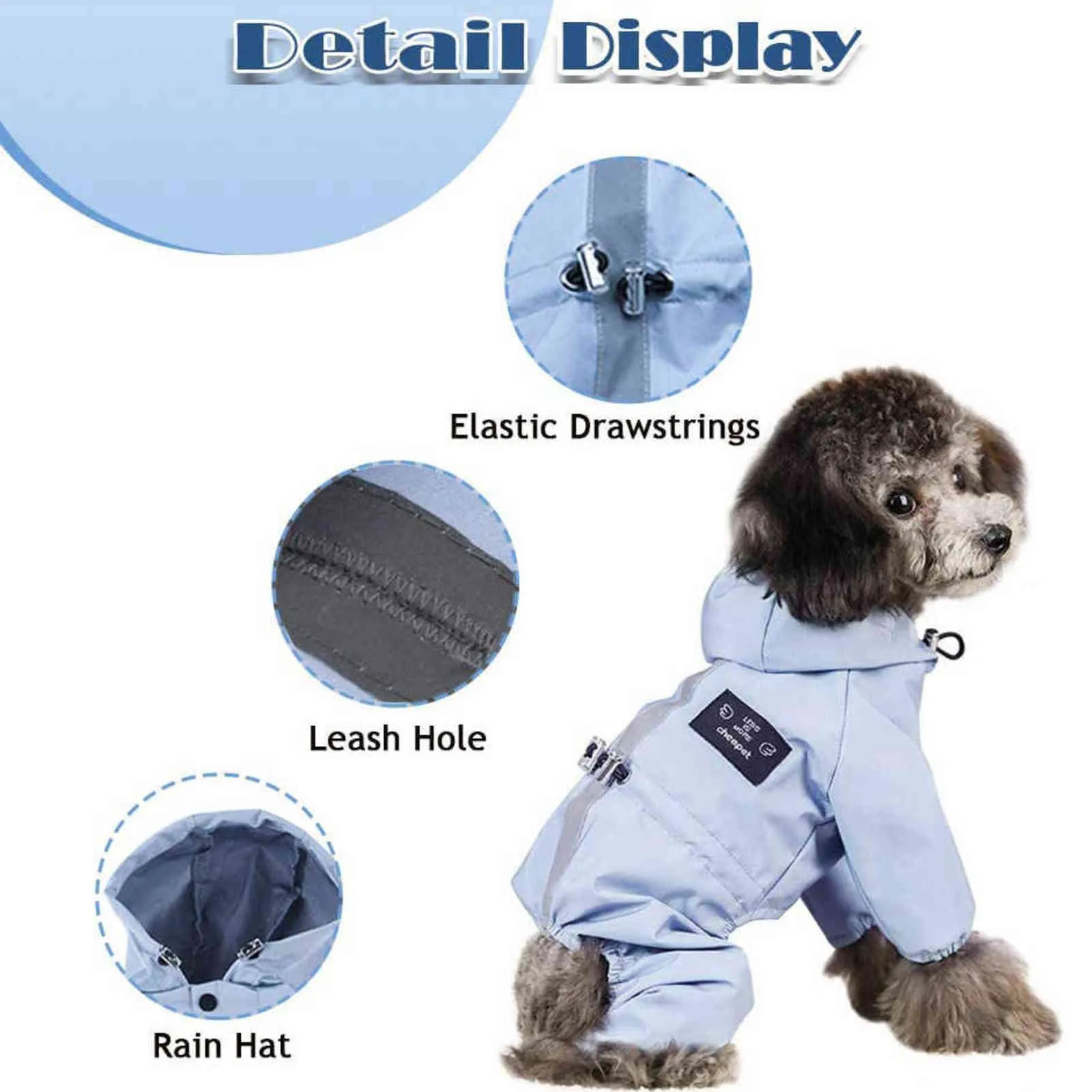Hund katt kläder vattentät mode hundjacka för liten stor hund bulldogg chihuahua regnrock reflekterande justerbar husdjur jumpsuit 211106