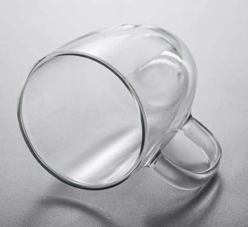 Café xícaras de vidro duplo copo caneca transparência agregado familiar atacado preço de fábrica especialista qualidade Último estilo original