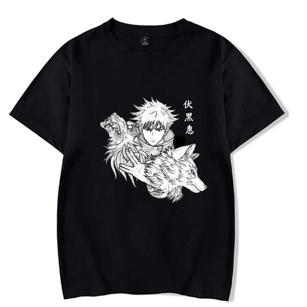 2021 Hot Anime Jujutsu Kaisen T-shirt Mode T-shirt court Casual Vêtements masculins et féminins Y0809
