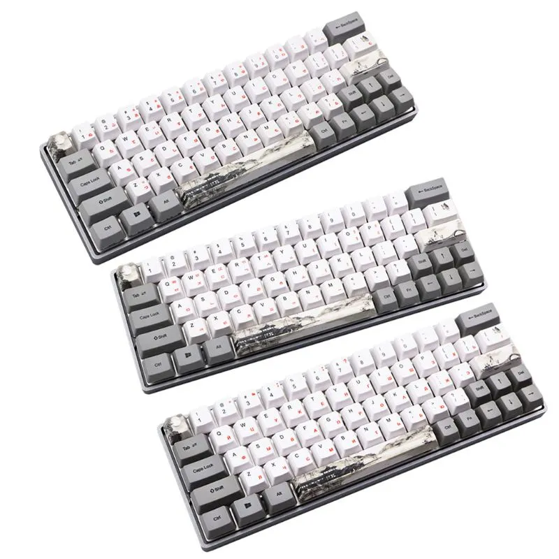 Tastiera meccanica a sublimazione dell'inchiostro a 73 tasti Copritasti carini PBT Profilo OEM Keycap GH60 GK61 GK64 Tastiera russa