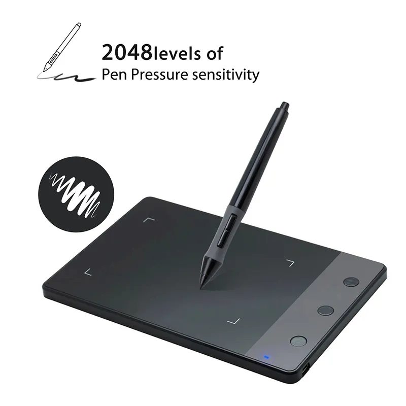 Huion H420 Tablette graphique 3 Touches express 2048 Sensibilité de la pression Signature Signature Tampon avec dix nibres supplémentaires OSU parfaite