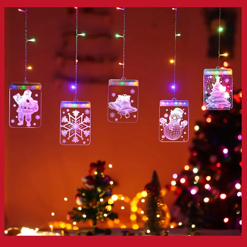 3D LED LUZES DE NASTRO Fairy Garland Curtain Festoon Battery Operated Lamp Window Home Decor7499075