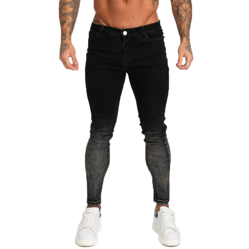 Gingtto byxor slim passform super skinny jeans för män gata slitage hio hop ankel tight cut nära kroppen stor storlek stretc