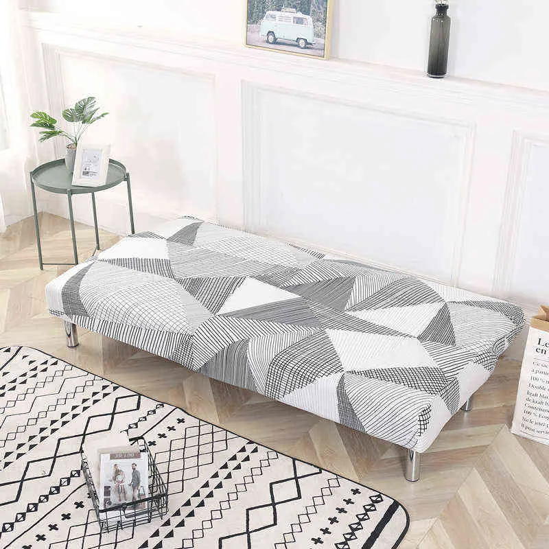 Universal Fold Armless Sofa Bed Cover Folding seat slipcover Modern stretch covers Couch Protector Elastic Futon Cover 211102