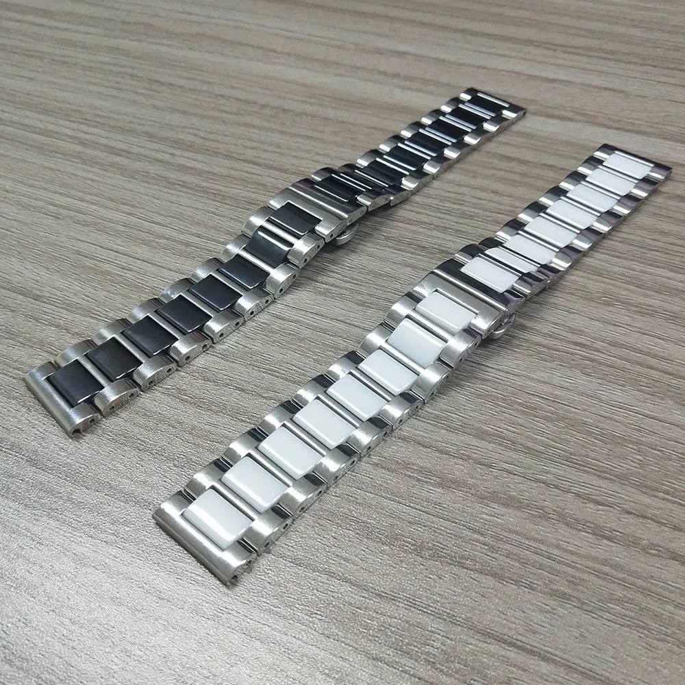 Bracelet en céramique en acier inoxydable, pour Samsung Galaxy Watch 3, 41mm 45mm 42mm/46mm/Active 2 1, accessoires de ceinture de poignet