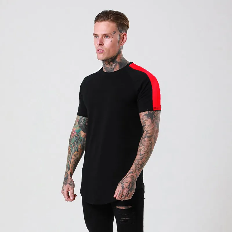 Muscleguys Brand Fashion T-shirt à manches courtes Hommes Solide Patchwork Coton T-shirts Vêtements masculins Fitness Tshirt Slim Fit Tee Shirt 210421