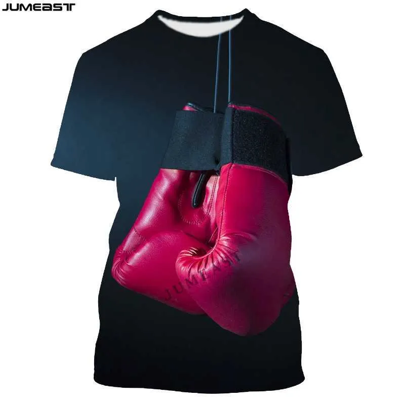 Jumeast Marke Männer Frauen 3D Gedruckt T-Shirt Hängende Boxhandschuhe Kurzarm Mode T-shirt Sport Pullover Sommer Tops Tees 210706