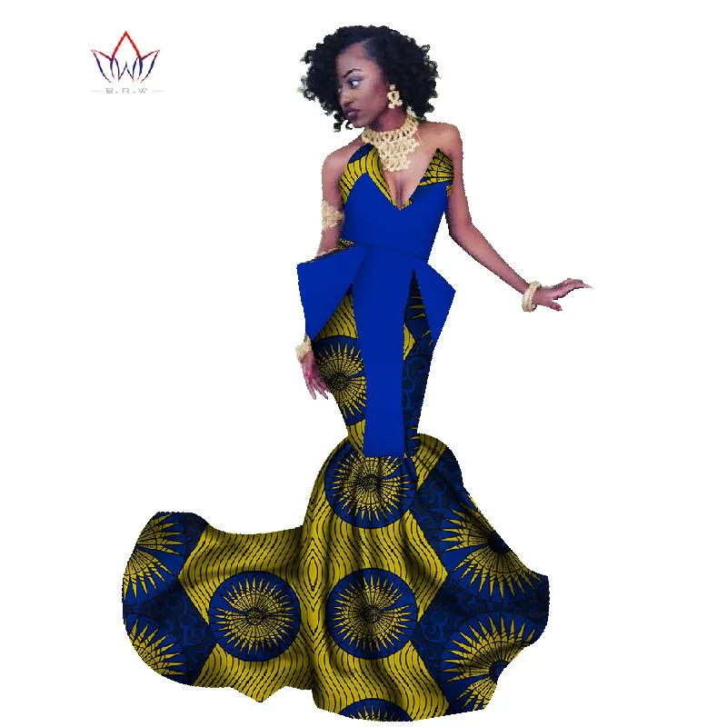 2022 Wiosna Afryka Sukienka Dla Kobiet Mermaid Długie Suknie Formalna Ankara Moda Sukienka Afryki Bawełna Drukuj Suknia Woskowa Wy1300