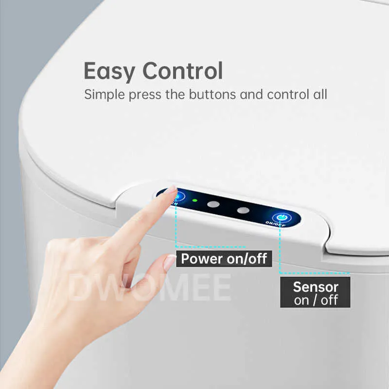 Smart Sensor Trash Can Electronic Automatyczna łazienka Domowa WC Waterproof Wąski szew Bin 210728