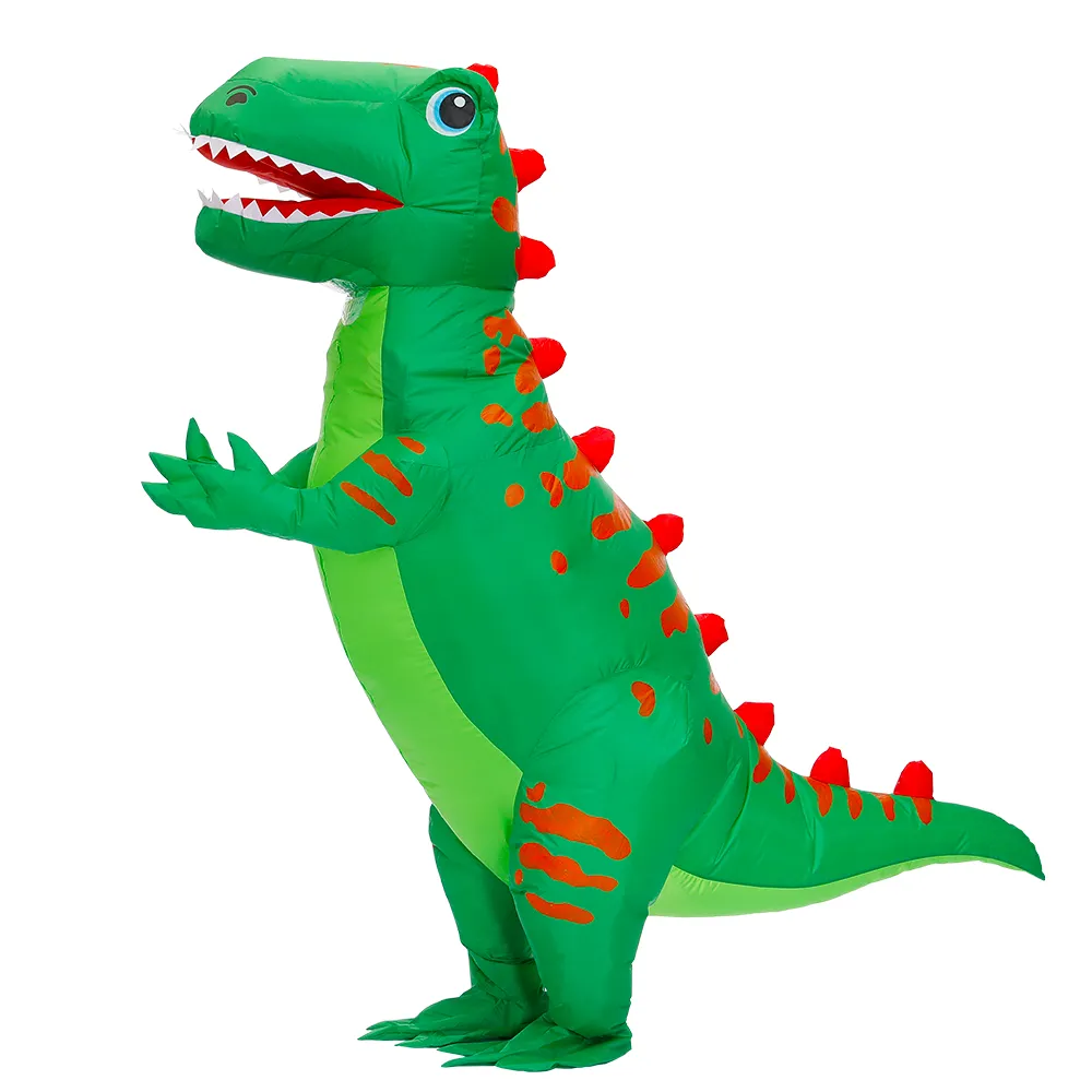 Costumes de mascotteDrôle adulte vert imprimé mascotte dinosaure gonflable Costume de noël Halloween Costume T-rex partie jeu de rôle DisfracesMasc