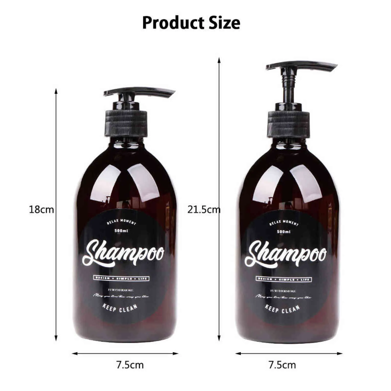 3 en 1 ensemble distributeur de savon pour shampooing nettoyant pour le corps revitalisant pour cheveux salle de bain 500 ml ensemble de lavage bouteilles de stockage en plastique marron 211130