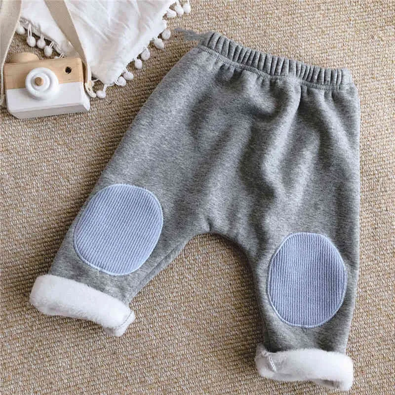 Winter Baby Hosen Kinder Jungen und Mädchen Patch Leggings Warme Kleinkind Hosen Bequeme Baumwolle Casual Elastische Taille PP Hosen 210413