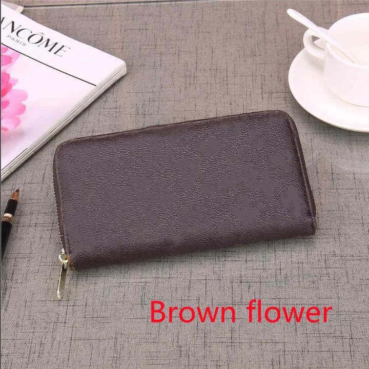 Old Flower Print Fashion Women Clutch Wallet Pu Leather Card Holders Single Zipper Wallet Lady Lady Long Classical Purse2093