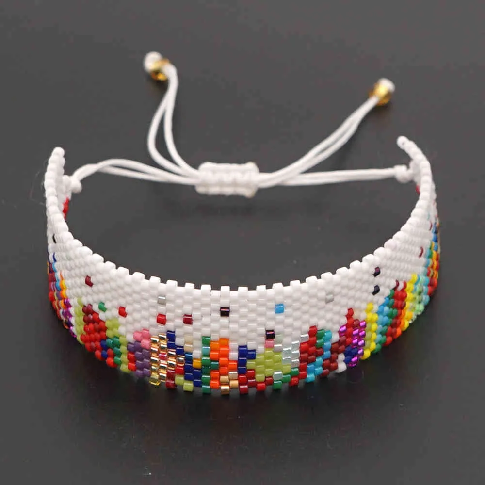 Go2boho Bracciale Miyuki Braccialetti arcobaleno bohémien Ragazza colorata Pulsera Gioielli tessuti fatti a mano Gioielli regolabili