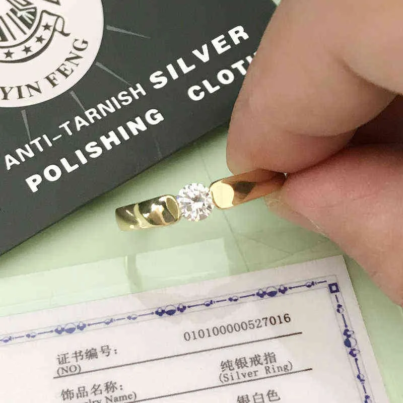 Yanhui 100% Original 925 Anéis de casamento de casamento de prata de prata sólida com zircônia cúbica jóias finas para homens mulheres R16 211217