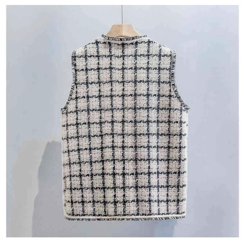 H.SA femmes pull gilet mode Plaid Chic Capes hiver chandails gland Sequin tricot ample hauts femme vêtements 210417