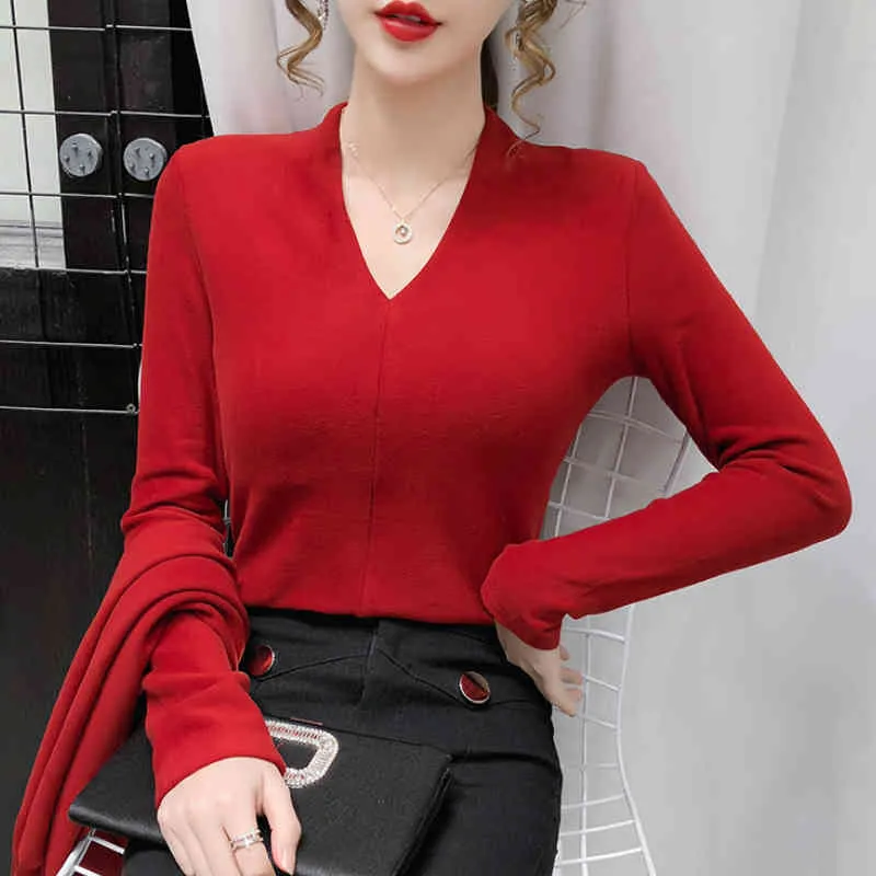 Long Sleeve Free Scarf V-Neck Winter Velour Blouse Shirt Tops Women Blouse Women Blusas Mujer De Moda Women Clothing D947 210426