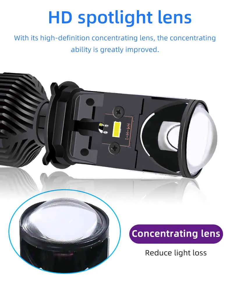 2 stks 90W / Paar Lamp H4 Mini BI LED Lens Projector Auto Koplamp 20000LM Lampada LED H4 HI / LAGE BLAND LIGHTS CANBUS 12V BLIB