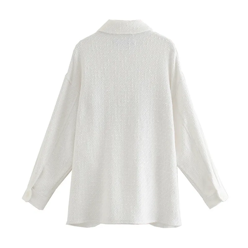 BLSQR chaqueta blanca para mujer ropa de otoño Casual chaquetas de Tweed de un solo pecho Femme Veste 210430
