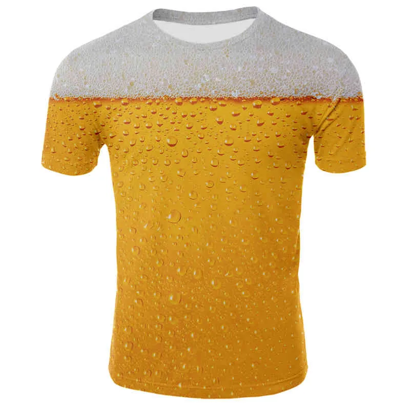 Cerveja는 웅덩이와 Mulheres의 3D 여름 캐주얼 짧은 소매 COM 목걸이 em 또는 e 큰 티셔츠