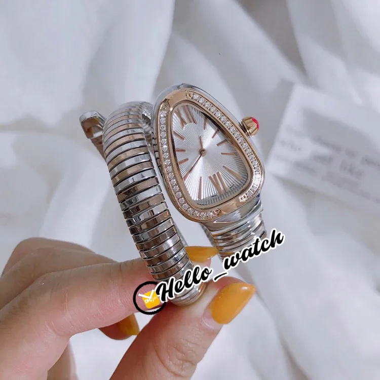 Moda tubogas 101816 relógios femininos 102493 sp35c6sds 1t relógio feminino quartzo suíço mostrador branco moldura de diamante enrolamento de aço ss brac295m